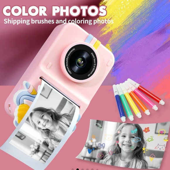 Print and color kids Polaroid camera brand new color, pink - Picture 2 of 8